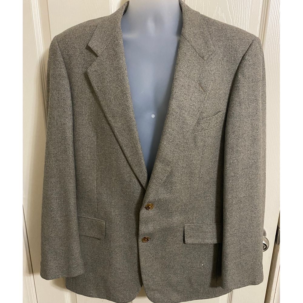 Men's Vtg Luxury‎ Wool & Cashmere Gray Sport Coat Classic 2 Button Sz 41 Regular